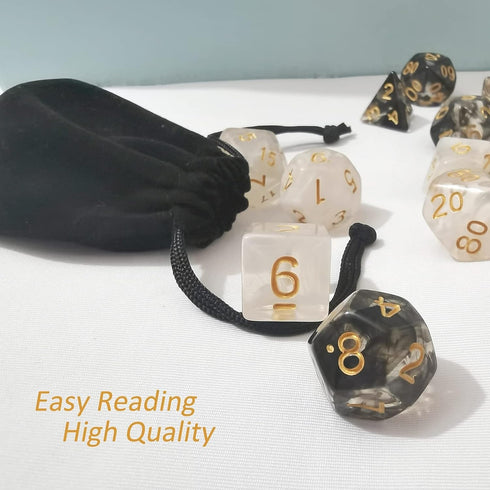 DND Dice Set 2 Pack Polyhedral D&D Dice Gorgeous Dice for Dungeons and Dragons Dice Goblin DND Role Playing Games and Table Games Gifts - Black an...