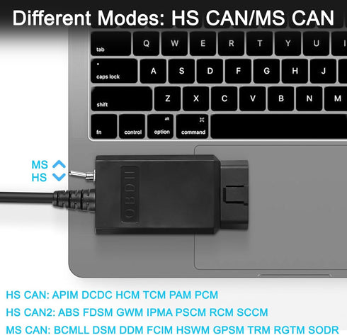 XMSJSIY USB OBD2 Scanner Adapter with MS-CAN/HS-CAN Switch OBDII Diagnostic Cable Car Interface Scanner USB Connector OBD2 Code Reader Scanner Aut...