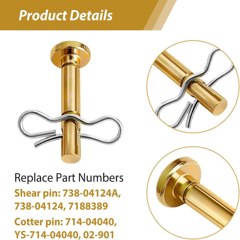 738-04124A Snowblower Shear Pins Fit for Hon da Cub Cad et 738-04124A Shear Pins Replacement & 714-04040 Cotter Pins Compatible with Troy Bilt, MT...