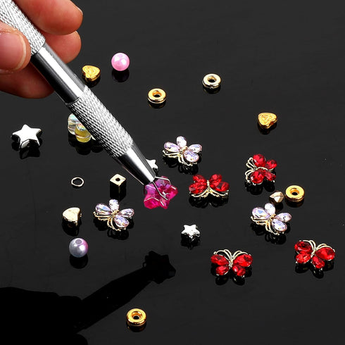 3Pcs Grabber Tool Holder Set Jeweler's Pick Up Sprinkle Pen Piercing Ball with Prongs Diamond Claw Jewelry Tweezers 4 Claw Precision Stainless Ste...