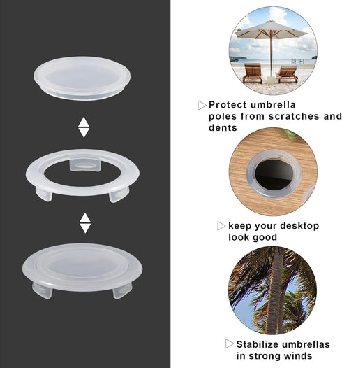 2 Sets Patio Table Umbrella Hole Ring and Cap Sets, Patio Table Umbrella Hole Insert Plug and Stopper Replacement Accessories for Outdoor Garden U...