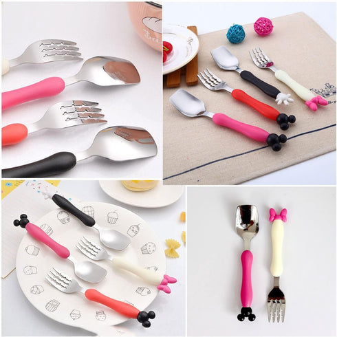 Children Spoon Fork Set Baby Feeding Spoon Stainless Steel Kids Eating Utensils Toddler Baby Flatware Accessories...