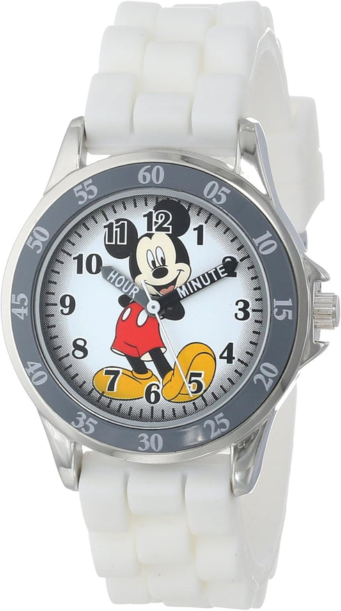 Mickey Mouse Kids Analog Time Teacher Watch, Easy-Read Dial, Fun Educational Watch, Silicone Strap, Red, White, and Grey Options...