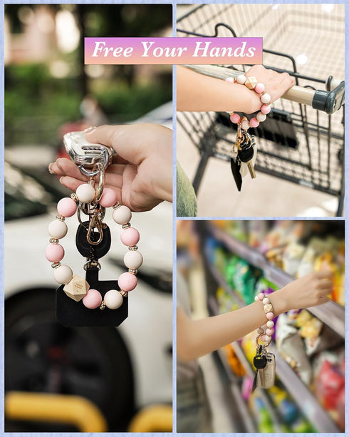 Silicone Key Ring Bracelet for Women | Stretchy Wrist Keychain Bracelet for Car Keys, Wallets, ID Badge...