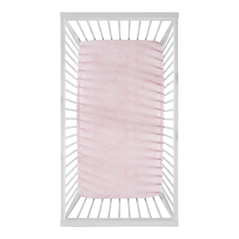 Levtex Baby - Willow Crib Fitted Sheet - Fits Standard Crib and Toddler Mattress - Medallion Pattern - Pink and White - Nursery Accessories - 100%...