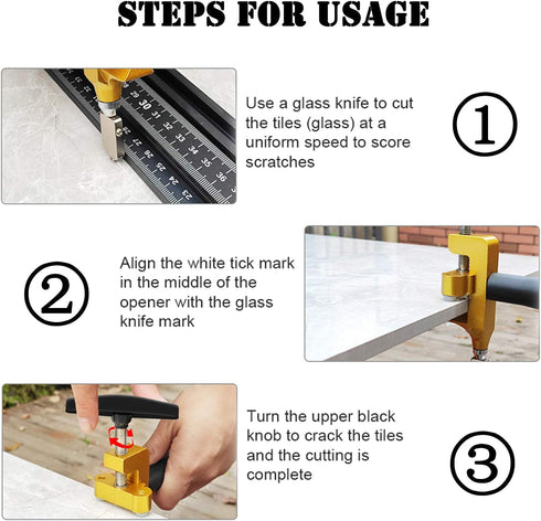 Tile Cutter Hand Tool, 2 in 1 Glass Tile Cutter Breaking Pliers, Manual Tile Cutter with 3 Tungsten Steel Blade, Mirror Cutting Tool for Home DIY ...