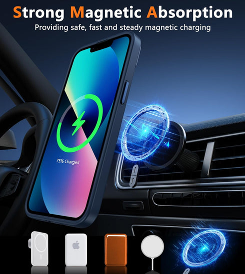 FNTCASE for iPhone 13 Phone Case: iPhone 14 Case Magnetic Translucent Matte Back Cover Metal Button Military Grade Protection Shockproof Shell Ful...