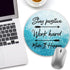 Positive Round Mouse Pad, Blue Small Mouse Pad with Non-Slip Rubber Base, Stitched Edge Mousepad for Desk Wireless Mouse, Gaming Mouse Mat for Com...