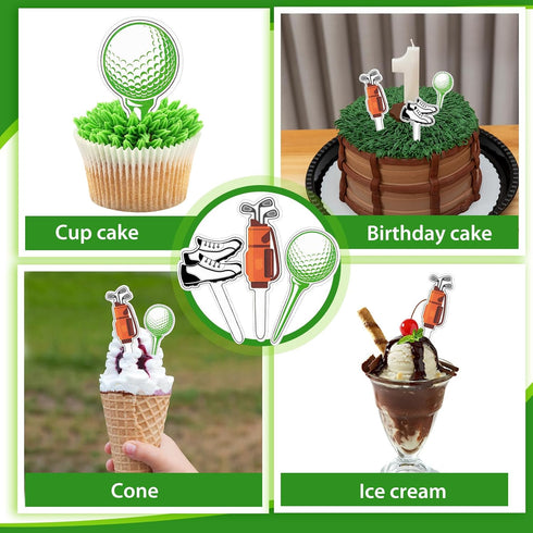 Golf Theme Cupcake Toppers Golf Shoe Cupcake Picks Golf Bag Toothpicks Golf Ball Birthday Cake Decorations for Baby Shower Party Favors Supplies (...