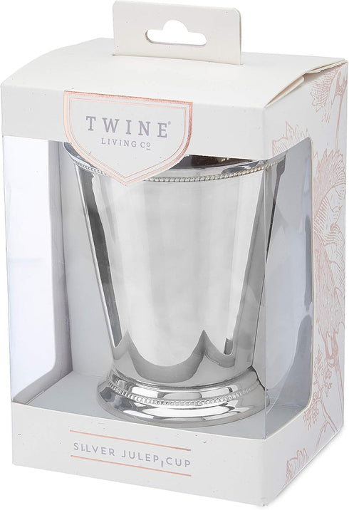 Twine Mint Julep Cup, Real Brass with Sterling Silver Plating Derby Cocktail Tumbler, Set of 1, 12 oz...
