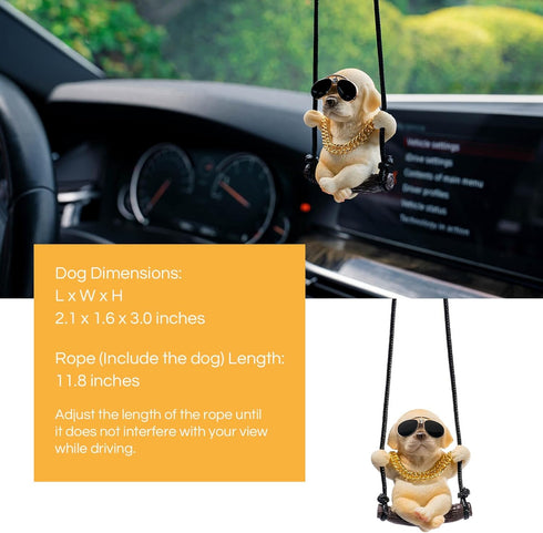 Labrador Retriever Car Mirror Hanging Accessories Cute Swinging Dog Rear View Mirror Accessories for Men & Women...