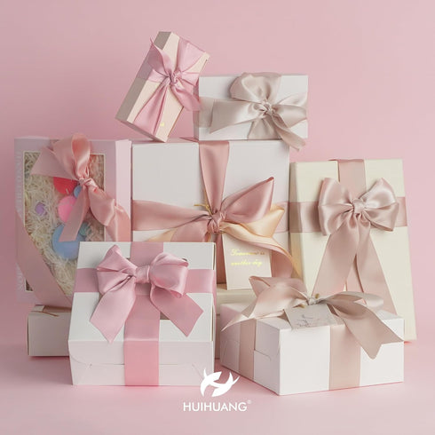 HUIHUANG Rose Pink Ribbon 1-1/2" Dusty Rose/Rose Gold/Rose Pink/Rosy Mauve/Vanilla/Peach Satin Ribbons for Wedding Flower Bouquet Bows Bridal Gift...