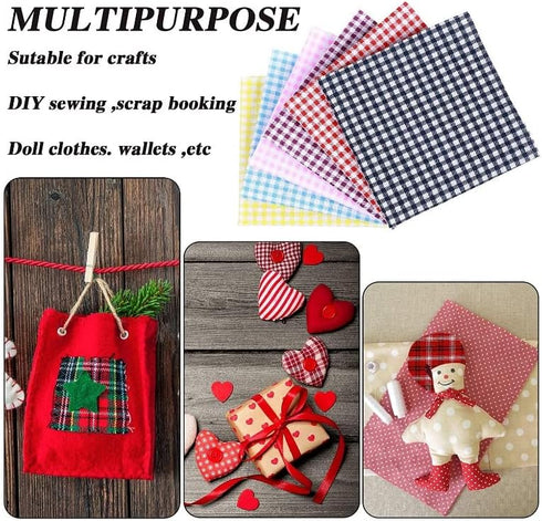 20pcs/Set 8"x8" Check Squares Plaid Craft Cotton Fabric Bundle Gingham Precut Sewing Quilting Patchwork for Christmas Holiday...