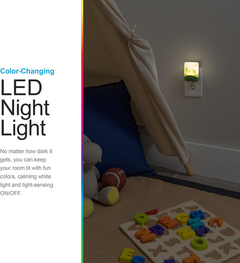 GE Color-Changing LED Night Light, Forest Design, Plugs Into Wall, Dusk To Dawn Sensor, For Kids Adults Bedroom Bathroom, Play Room, Nursery, 1 pa...