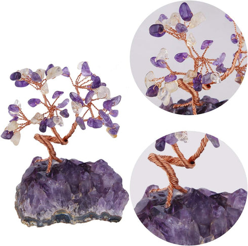 mookaitedecor Citrine & Amethyst Crystal Tree with Amethyst Cluster Crystals Base Bonsai Money Tree for Wealth and Luck...