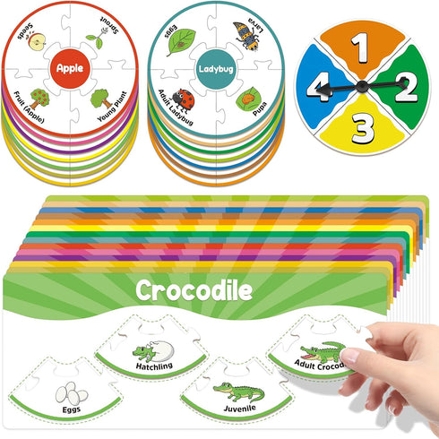 Life Cycle Toys for Kids,Toddler Puzzles,Animal Plant Insect Bug Ladybug Butterfly Tadpole to Frog Kit,Montessori Learning & Education Toys,Presch...