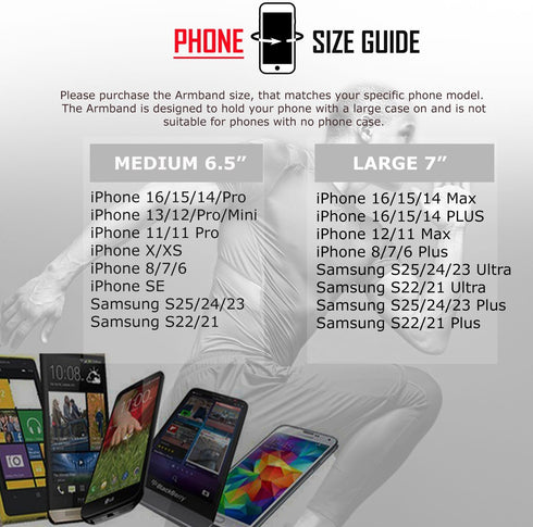 RevereSport Waterproof Running Armband for Phone with Case On (Otterbox, Lifeproof). Sports Phone Holder Compatible iPhone 16/15/14/13/12/11/SE Sa...