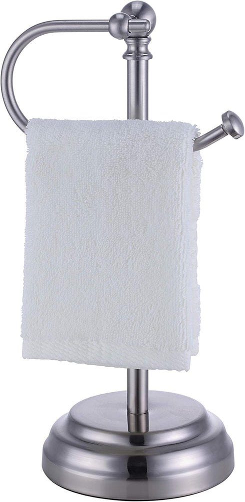 SunnyPoint Heavy Weight Classic Decorative Metal Fingertip Towel Holder Stand for Bathroom, Kitchen, Vanity and Countertops. (Brush Chrome, 13.5" ...