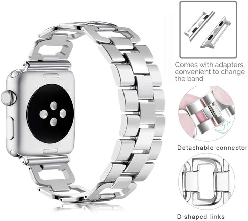 OULUCCI Stainless Steel Band Compatible with Apple Watch Band 38mm 40mm 41mm 42mm 44mm 45mm 46mm 49mm, Women Strap For Iwatch Series 10 9 8 7 6 5 ...