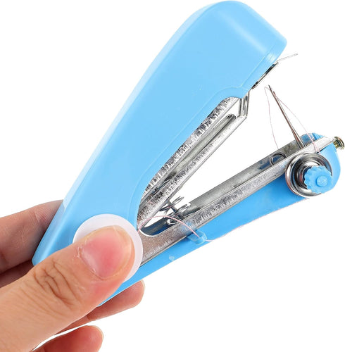 Blue Handheld Sewing Machine, Portable Mini Manual Sewing Machine Handy Needlework Tool Mini Sewer Machine Hand Stitcher Sewing Machine Beginner S...