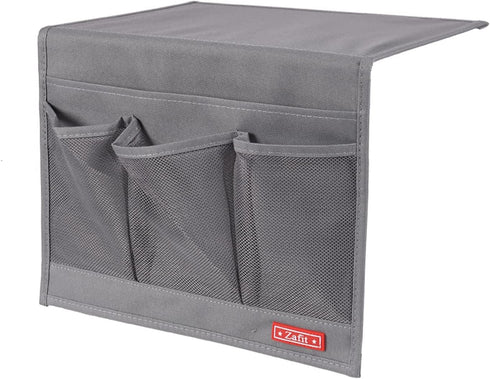 Bedside Storage Organizer, Table Cabinet Bedside Organizer Caddy for Remotes Phone Glasses (Classic 4 Pockets-Grey)...