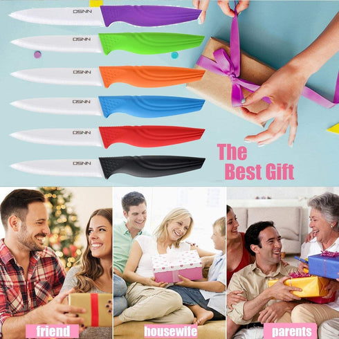 Steak Knives Set of 6 Muti-color Kitchen Ceramic Knife Set Sharp Outdoor BBQ Knife...