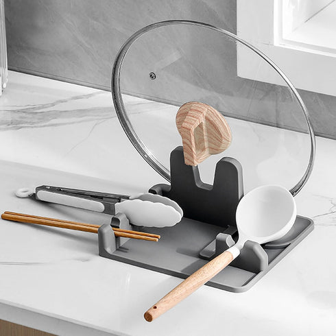 Silicone Spoon Holder Spoon Rest with Lid Holder for Stove Top,BPA Free Utensil Rest for Kitchen Countertop,Non-Slip Heat-Resistant Stove Utensil ...