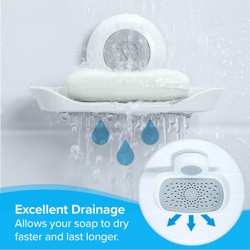 SlipX Solutions Strong Hold Soap Saver, Suction Cup Soap Holder, Must Have Universal Kitchen & Bathroom Shower Accessories, White...