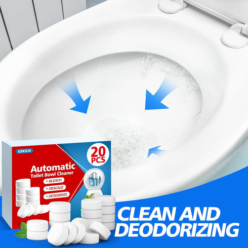 USKICH Toilet Bowl Cleaner Tablets 20 PACK, Bathroom Automatic Toilet Tank Cleaners with Bleach, Slow-Releasing Household Toilet Cleaners for Deod...