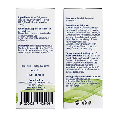 Zane Hellas Denture Cleaner. Oregano Oil Power. Ideal for Dentures, Retainers, Braces, Mouth Guards. Helps Remove Plaque, Tartar, Stains and Bad O...