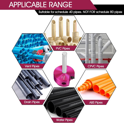 PVC Fitting Saver 1-½-Inch Head, PVC Pipe Reamer, PVC Socket Saver with 3/8-Inch Hex Shaft, PVC Reamer Plastic Pipe Fitting Reamer for Plumbing Sc...