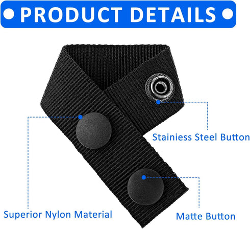 4 Pcs Belt Keepers for Duty Belt, Nylon Belt Keepers with Double Snaps Duty Belt Key Holder for 2"-2.25" Belts Fixing Security Accessories (Black)...