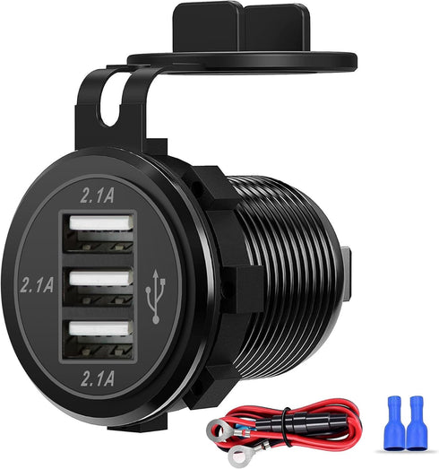 12V USB Outlet, 3 USB Charger Socket 12V/24V Car USB Charger Socket for Car Boat Marine Bus Truck Golf RV Motorcycle and More 1-Pack......