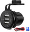 12V USB Outlet, 3 USB Charger Socket 12V/24V Car USB Charger Socket for Car Boat Marine Bus Truck Golf RV Motorcycle and More 1-Pack......