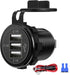 12V USB Outlet, 3 USB Charger Socket 12V/24V Car USB Charger Socket for Car Boat Marine Bus Truck Golf RV Motorcycle and More 1-Pack......