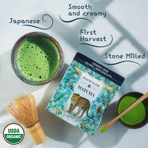 Organic Ceremonial Grade Matcha | Emerald Green, Creamy & Sweet (for a matcha) | Japanese - First Harvest - Hand Picked - Stone Milled | By Panten...