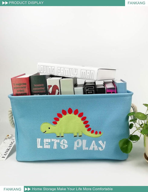 FANKANG Rectangular Laundry Basket Nursery Storage Fabric Storage Bin Storage Hamper,Gift Baskets (Single Dinosaur)...