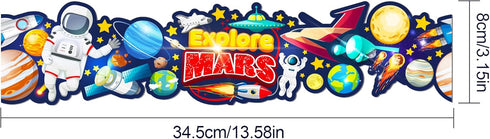 67.9 Ft Space Astronauts Bulletin Board Borders Die-Cut Bulletin Borders Planet Shape Rolled Bulletin Board Trim for School Classroom Office Chalk...