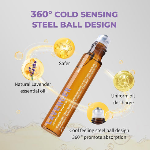 French Lavender Essential Oil Roll On - Calming Oil for Stress & Relaxation - Pure Oil for Skin & Hair Growth...