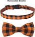 ADOGGYGO Halloween Dog Collar with Bow, Adjustable Plaid Dog Collars with Removable Bowtie Orange Purple Plaid Halloween Collars for Medium Dogs P...