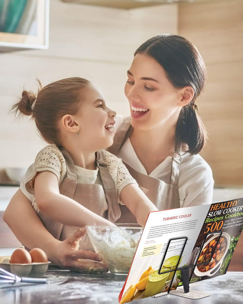 MSDADA Metal Book Stand for Desk, Adjustable Reading Rest Book Holder, Portable Cookbook Documents Holder, Sturdy Typing Stand for Recipes Textboo...