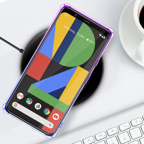 SALAWAT Compatible with Google Pixel 4 XL Case, Clear Cute Gradient Slim Phone Case Cover Reinforced TPU Bumper Hard PC Back Shockproof Protective...