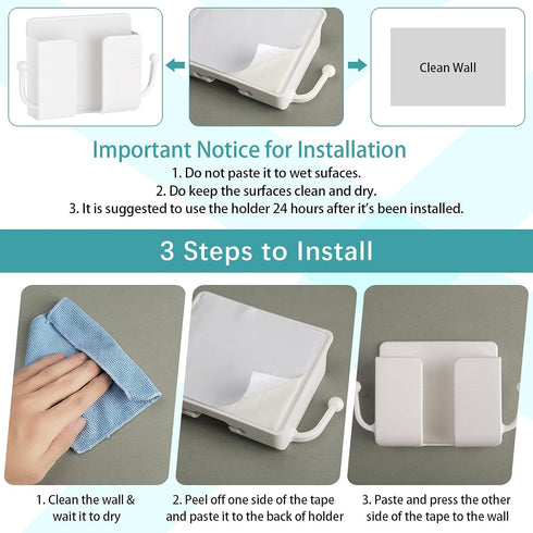 6 Pieces Wall Mount Phone Holder Self-Adhesive Wall Beside Organizer Storage Box Plastic Charging Phone Stand Remote Wall-Mounted Phone Brackets H...