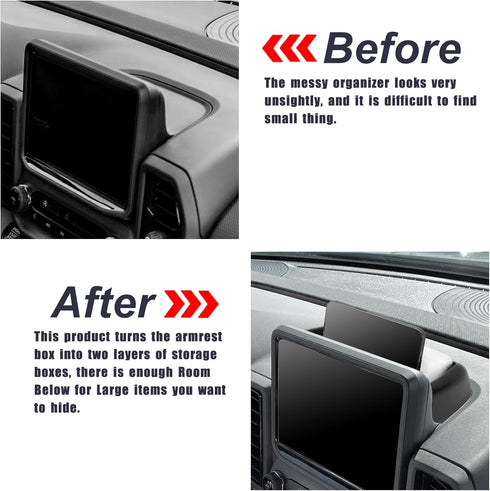Center Console Dash Storage Tray Compatible with 2021 2022 2023 2024 Ford Bronco Sport CX430 Console Dashboard Organizer Box Phone Holder Insert S...