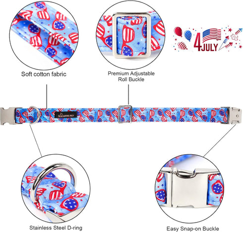 ARING PET American Flag Dog Collar-Summer Patriotic Dog Collar with Sailor Bowtie, Adjustable 4th of July Dog Collars with Metal Buckle...
