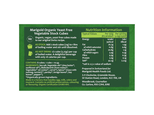 Marigold Org Veg Bouillon Yeast Free 8 Cubes...