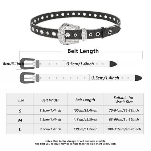 Kajeer Rhinestone Belt for Men Women, Vintage Cowgirl Diamond Bling Belts for Jeans(Silver, Small)...