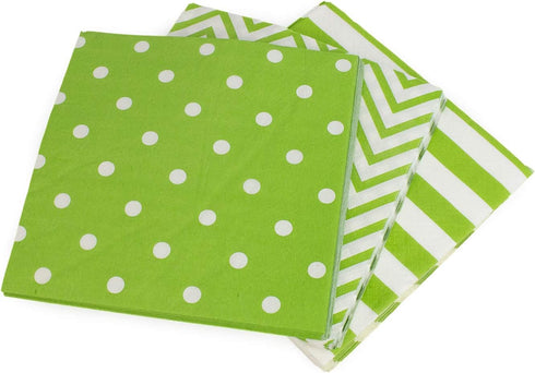 Disposable Striped Chevron Polka Dot Green Paper Party Napkins 60 Count...