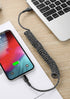 mcdodo Anti Winding Cable, LED Coiled Cord Nylon Braided Sync Charge USB Data 6FT/1.8M Cable Compatible New Phone List Below (Black, 6FT/1.8M)...