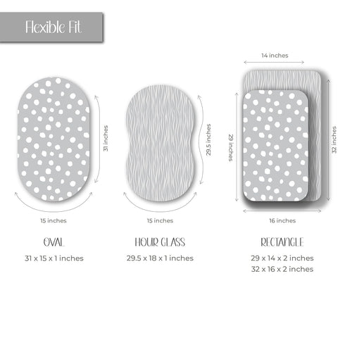 Bassinet Sheet Set 2 Pack 100% Jersey Cotton Grey and White Abstract Stripes and Dots by Ely's & Co....